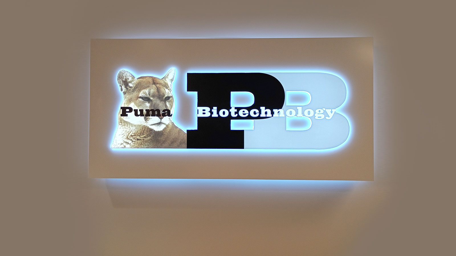 puma biotechnology vinyl sign face repaired and restored
