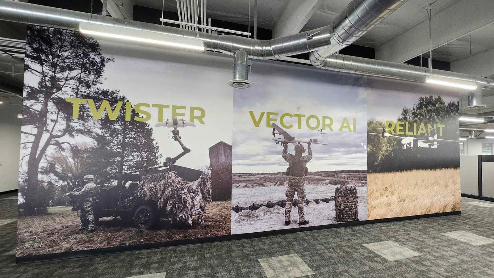 quantum systems vinyl wall wrap applied on office wall