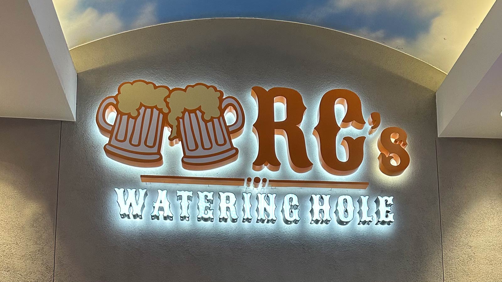 rcs watering hole channel letters and logo on indoor wall