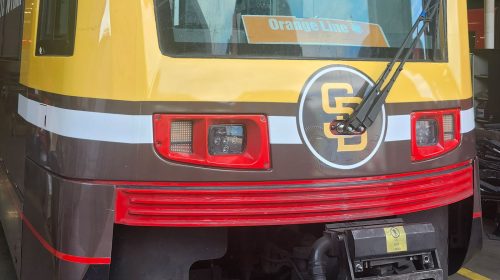 san diego mts padres trolley front graphic on vehicle