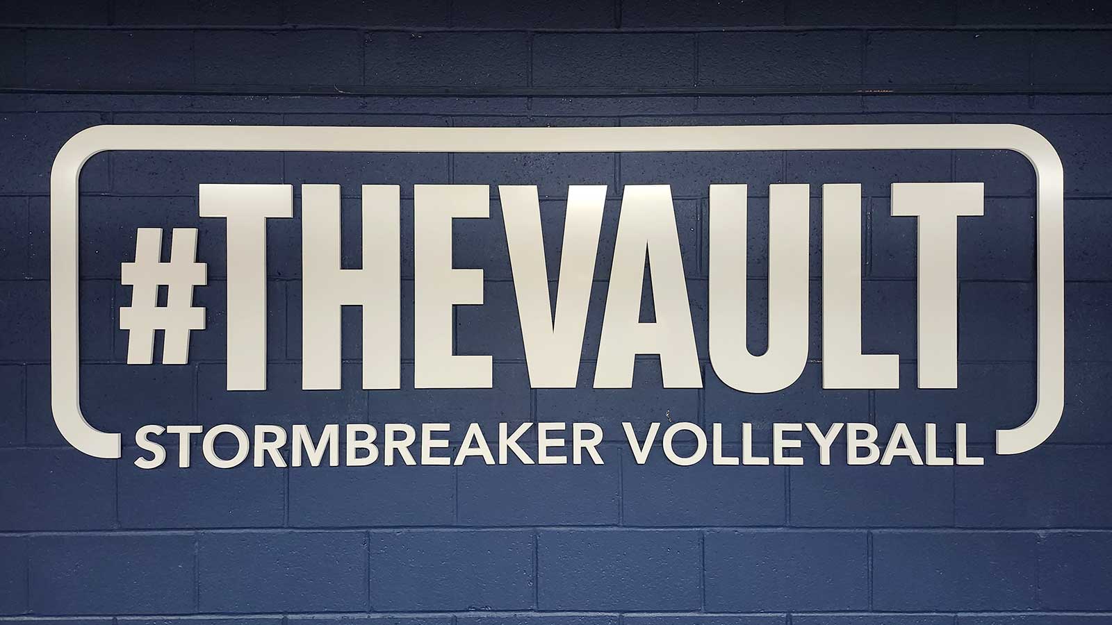 the vault stormbreaker volleyball acrylic sign on wall