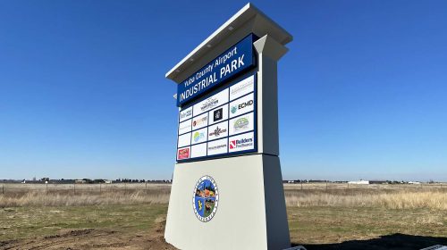 yuba county airport industrial park monument sign outdoors
