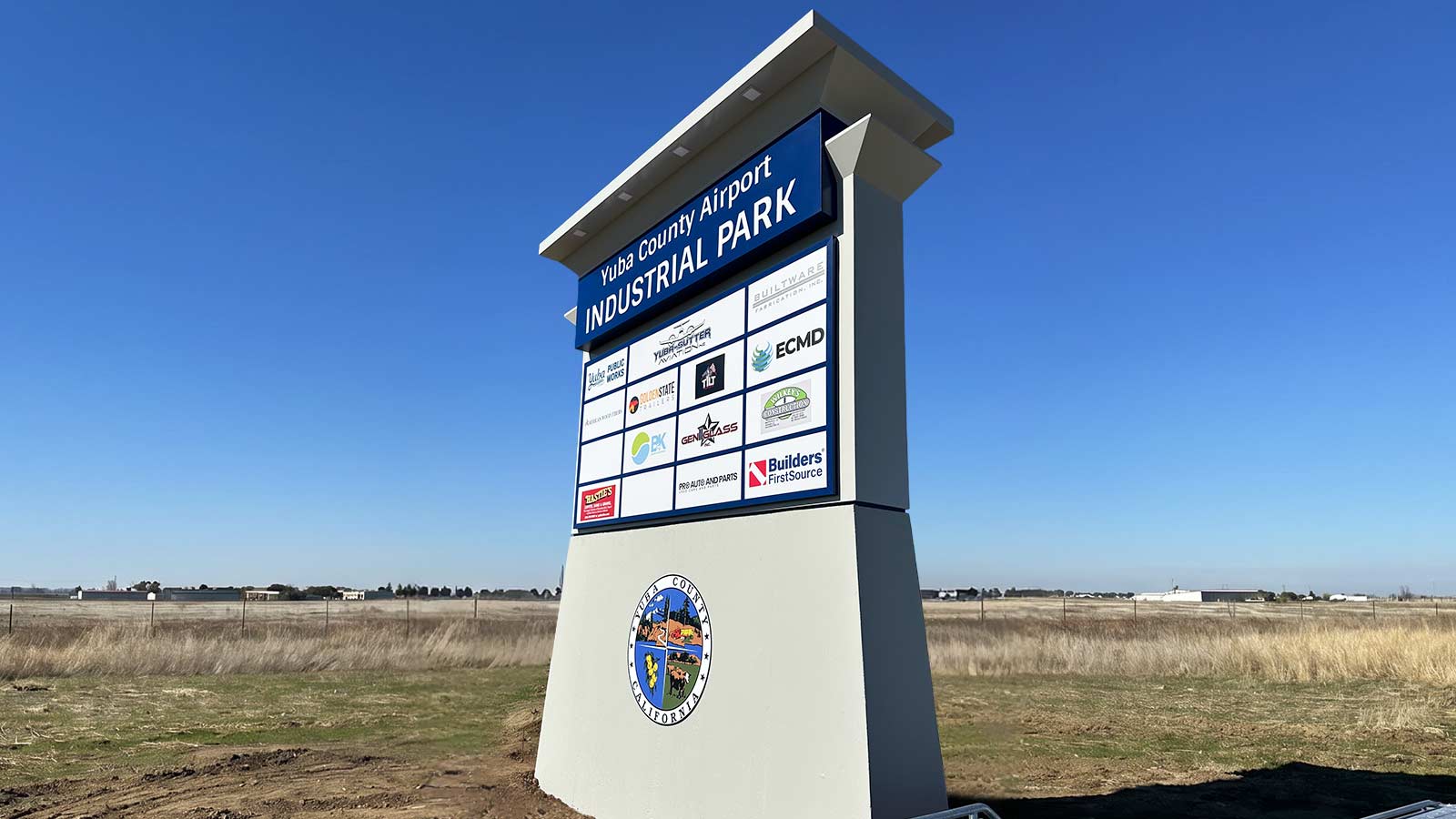 yuba county airport industrial park monument sign outdoors
