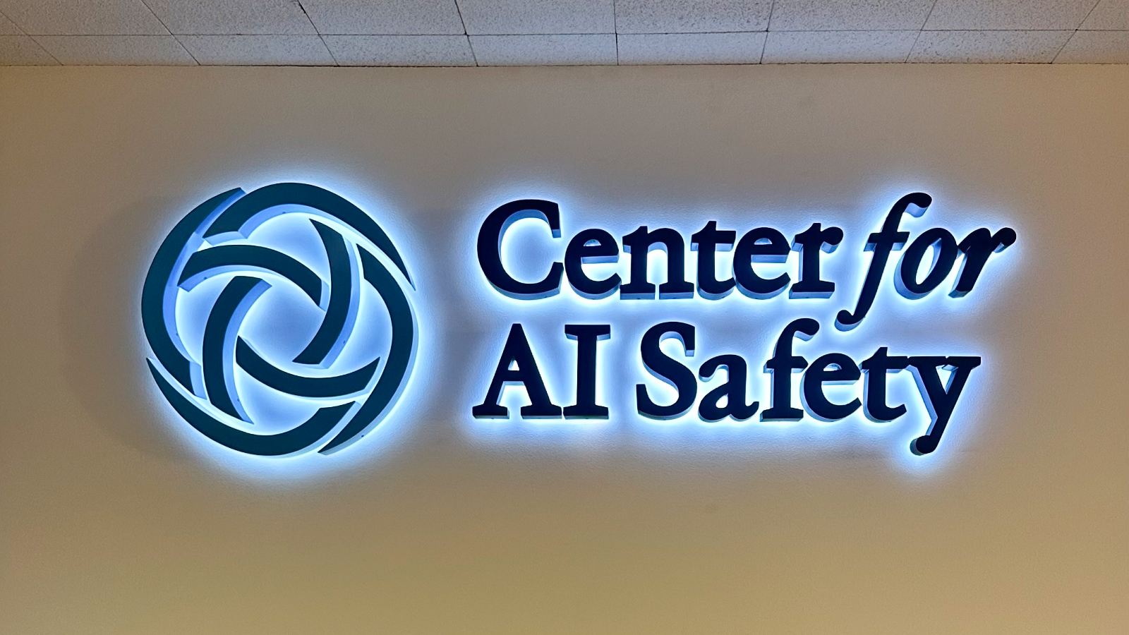 center for ai safety backlit channel letters on wall