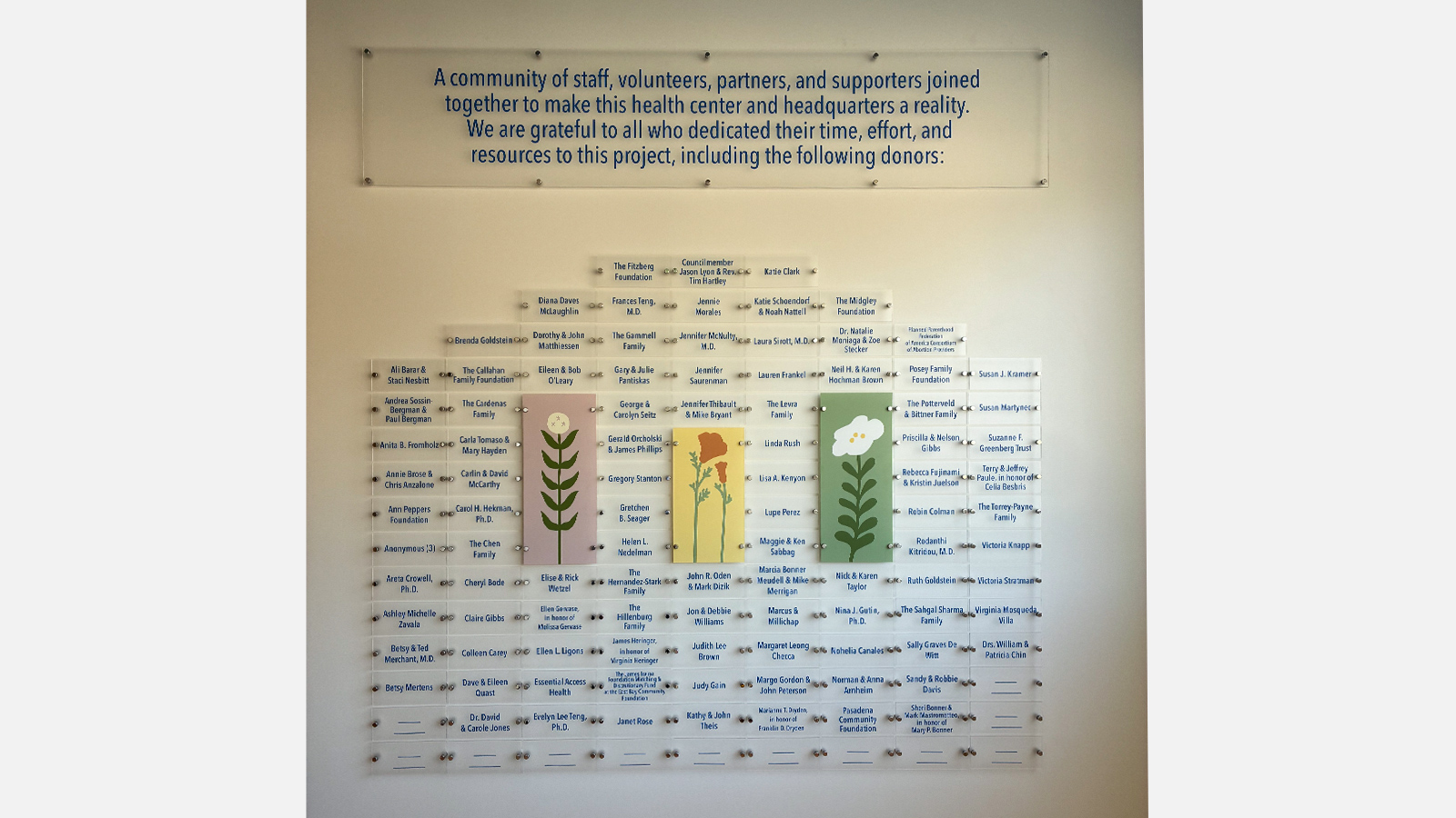 colliers los angeles floral acrylic donor panels