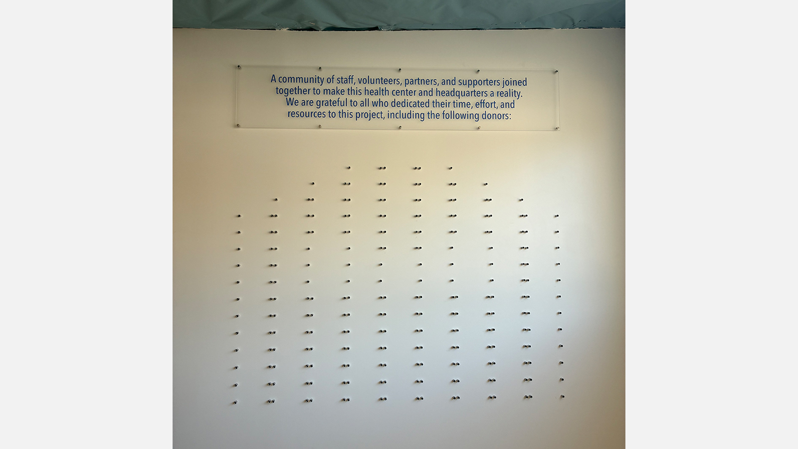 colliers los angeles frosted acrylic donor wall