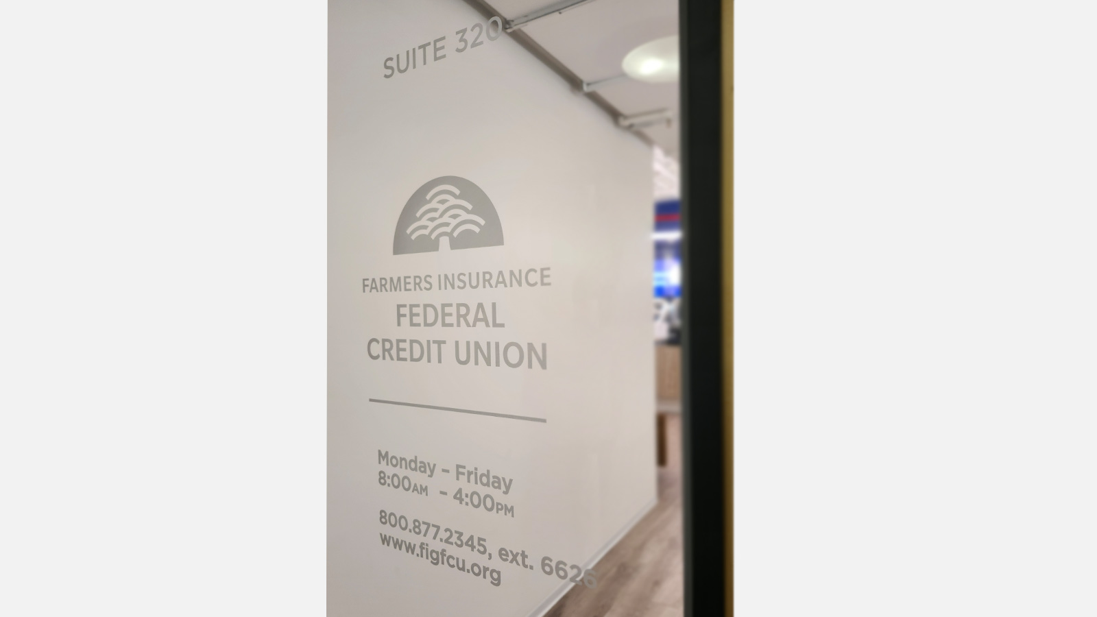 farmers insurance federal credit union frosted vinyl on glass