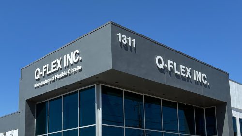qflex inc white acrylic letters on building facade